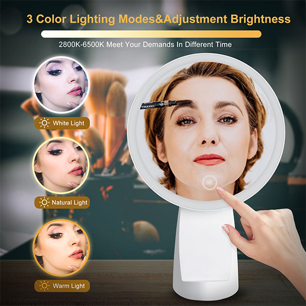 Lighted Makeup Mirror with Wireless Charger