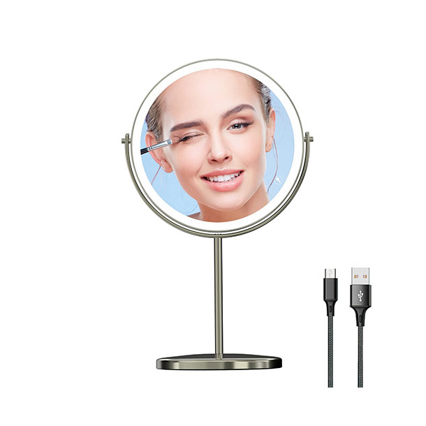 Lighted Makeup Mirror Brush Nickle