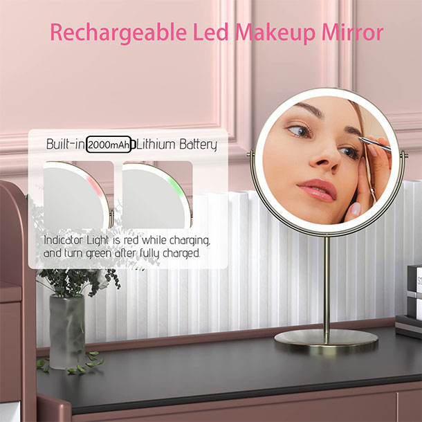 Lighted Makeup Mirror Brush Nickle