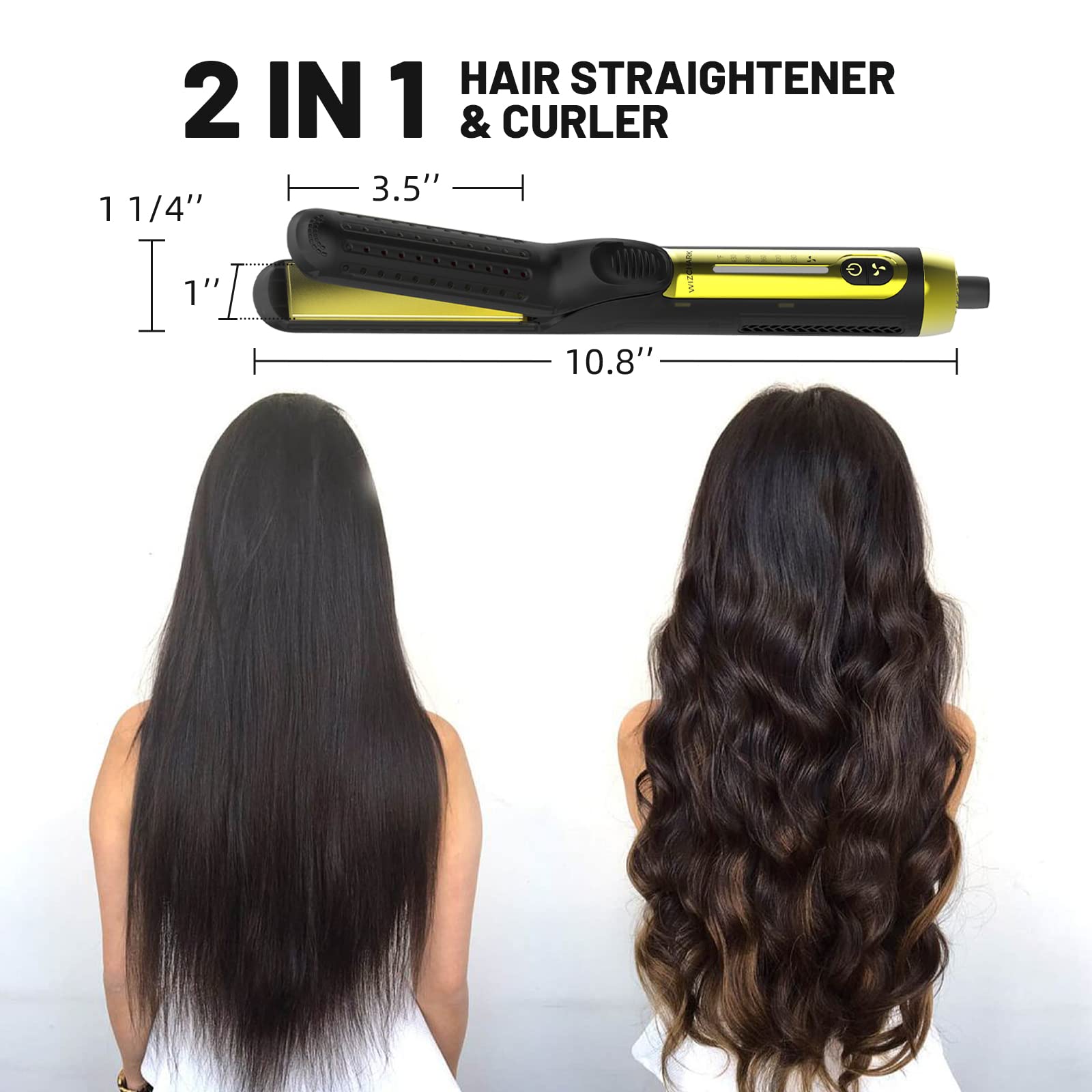 360° Airflow Styler Curling Iron Hair Straightener and Curler for All Styles with Cooling Air Vents
