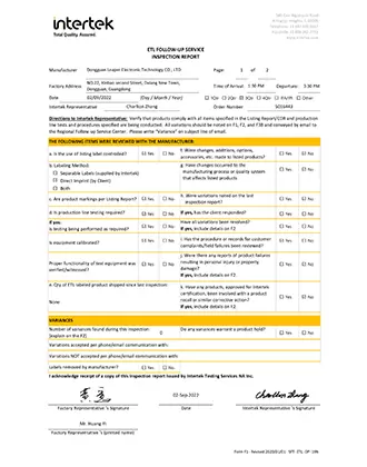 ETL Certificate