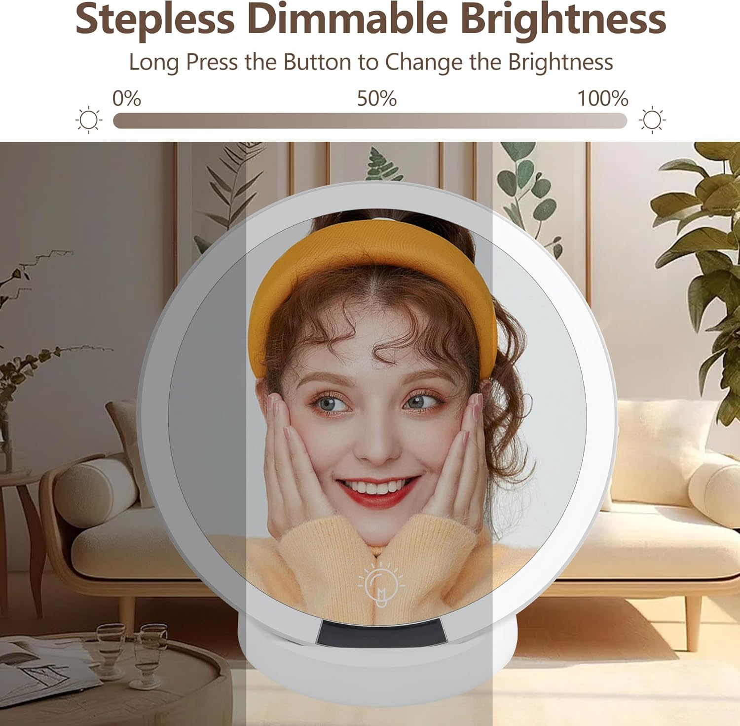 Portable LED Cosmetic Mirror with Handheld Ring