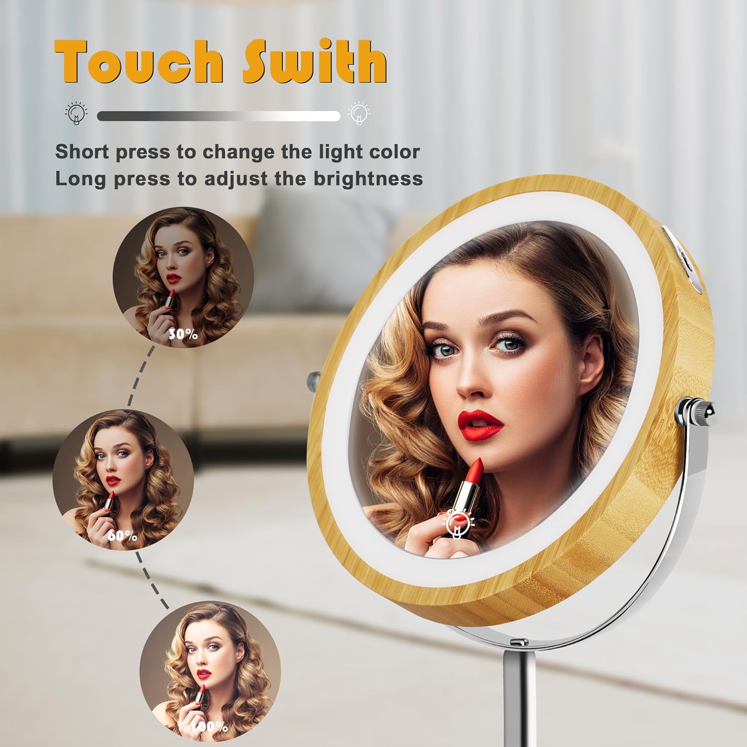 Natural Bamboo Makeup Mirror
